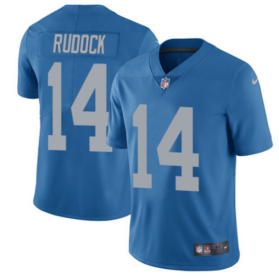 Men's Nike Detroit Lions 14 Jake Rudock Elite Blue Alternate NFL Jersey