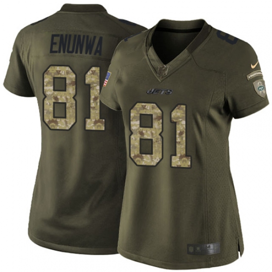 Women's Nike New York Jets 81 Quincy Enunwa Elite Green Salute to Service NFL Jersey