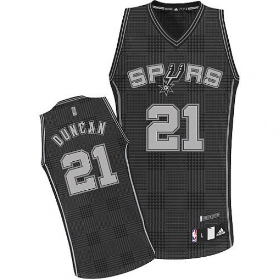 Men's Adidas San Antonio Spurs 21 Tim Duncan Authentic Black Rhythm Fashion NBA Jersey