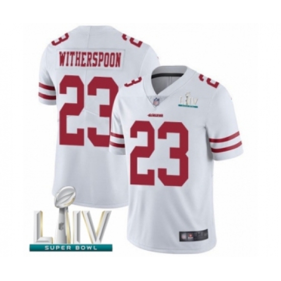 Men's San Francisco 49ers 23 Ahkello Witherspoon White Vapor Untouchable Limited Player Super Bowl LIV Bound Football Jersey