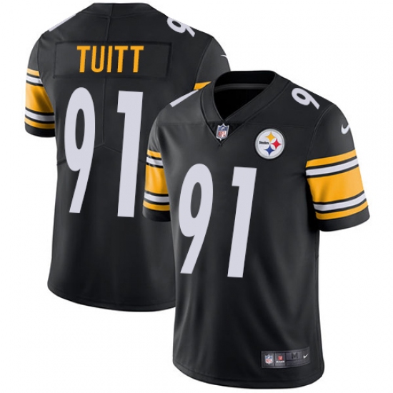 Youth Nike Pittsburgh Steelers 91 Stephon Tuitt Black Team Color Vapor Untouchable Limited Player NFL Jersey