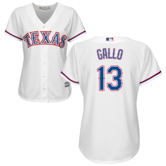 Women's Majestic Texas Rangers 13 Joey Gallo Authentic White Home Cool Base MLB Jersey