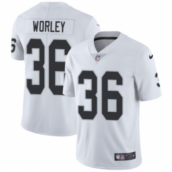 Men's Nike Oakland Raiders 36 Daryl Worley White Vapor Untouchable Limited Player NFL Jersey