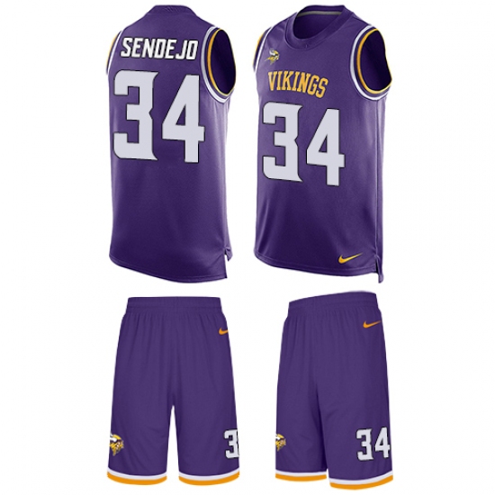 Men's Nike Minnesota Vikings 34 Andrew Sendejo Limited Purple Tank Top Suit NFL Jersey