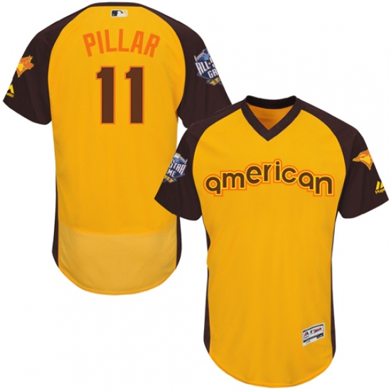 Men's Majestic Toronto Blue Jays 11 Kevin Pillar Yellow 2016 All-Star American League BP Authentic Collection Flex Base MLB Jersey
