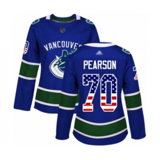 Women's Vancouver Canucks 70 Tanner Pearson Authentic Blue USA Flag Fashion Hockey Jersey