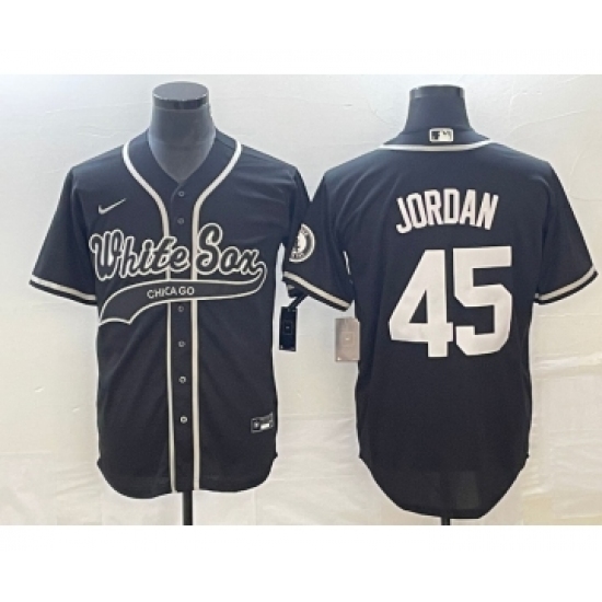 Men's Chicago White Sox 45 Michael Jordan Black Cool Base Stitched Baseball Jersey