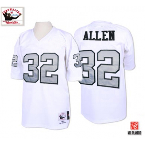 Mitchell and Ness Oakland Raiders 32 Marcus Allen White with Silver No. Authentic NFL Throwback Jersey