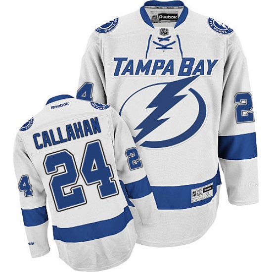 Men's Reebok Tampa Bay Lightning 24 Ryan Callahan Authentic White Away NHL Jersey