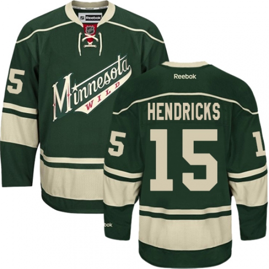 Youth Reebok Minnesota Wild 15 Matt Hendricks Premier Green Third NHL Jersey