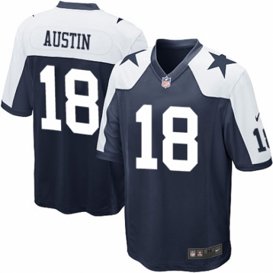 Men's Nike Dallas Cowboys 18 Tavon Austin Game Navy Blue Throwback Alternate NFL Jersey