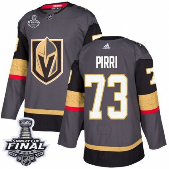 Youth Adidas Vegas Golden Knights 73 Brandon Pirri Authentic Gray Home 2018 Stanley Cup Final NHL Jersey