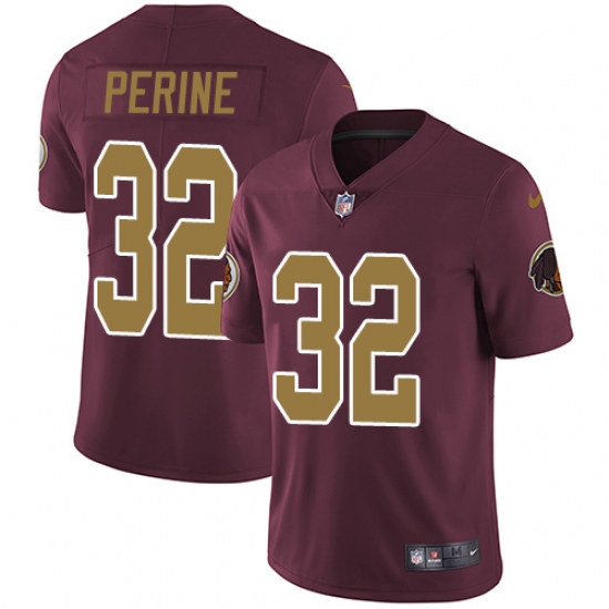 Youth Nike Washington Redskins 32 Samaje Perine Elite Burgundy Red/Gold Number Alternate 80TH Anniversary NFL Jersey