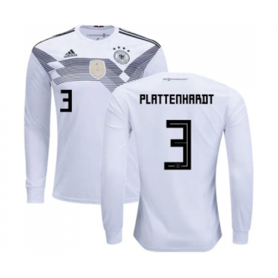 Germany 3 Plattenhardt White Home Long Sleeves Soccer Country Jersey