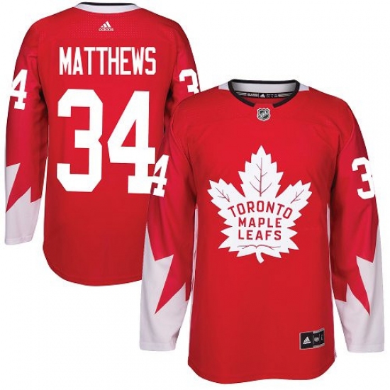 Men's Adidas Toronto Maple Leafs 34 Auston Matthews Premier Red Alternate NHL Jersey