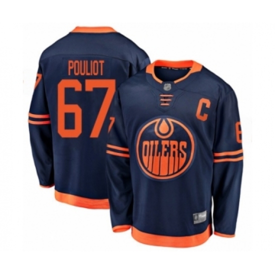 Youth Edmonton Oilers 67 Benoit Pouliot Authentic Navy Blue Alternate Fanatics Branded Breakaway Hockey Jersey