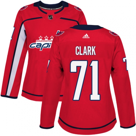 Women's Adidas Washington Capitals 71 Kody Clark Authentic Red Home NHL Jersey