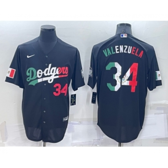 Men's Los Angeles Dodgers 34 Toro Valenzuela Mexico Black Cool Base Stitched Baseball Jersey