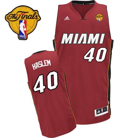 Men's Adidas Miami Heat 40 Udonis Haslem Swingman Red Alternate Finals Patch NBA Jersey