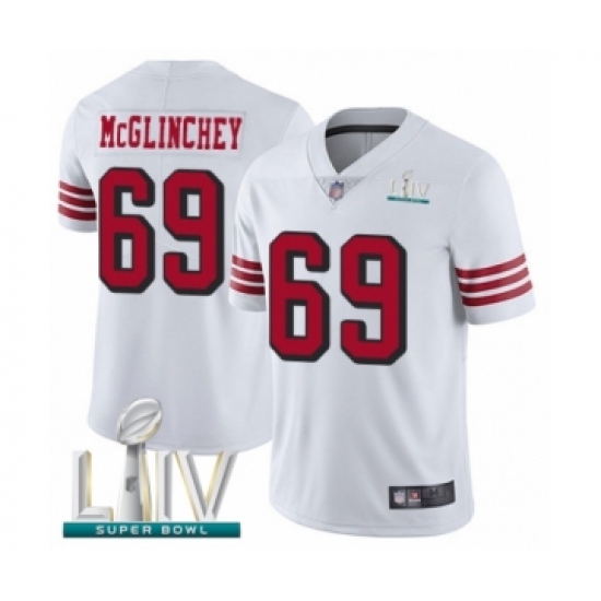Men's San Francisco 49ers 69 Mike McGlinchey Limited White Rush Vapor Untouchable Super Bowl LIV Bound Football Jersey