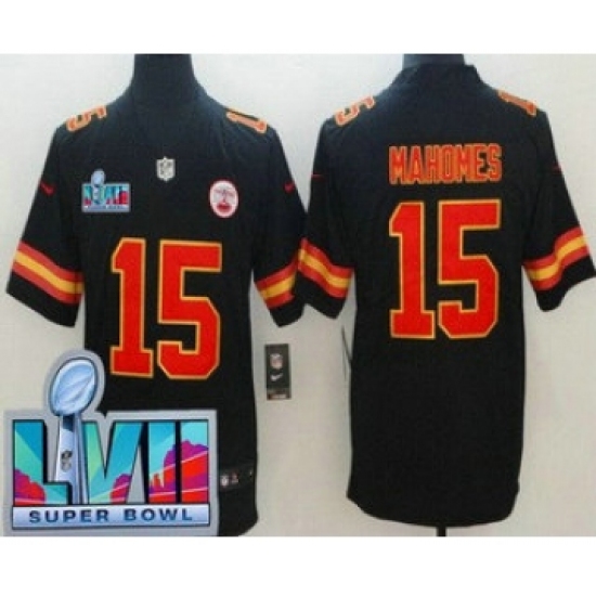 Men's Kansas City Chiefs 15 Patrick Mahomes Limited Black Super Bowl LVII Vapor Jersey