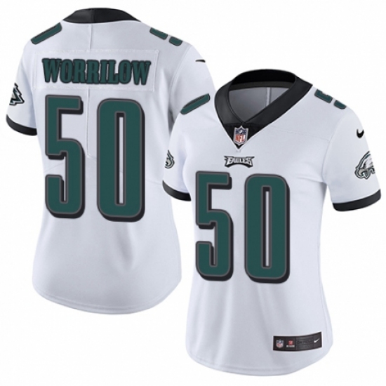 Women's Nike Philadelphia Eagles 50 Paul Worrilow White Vapor Untouchable Limited Player NFL Jersey