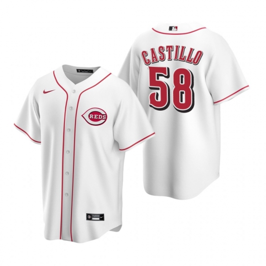 Men's Nike Cincinnati Reds 58 Luis Castillo White Home Stitched Baseball Jersey