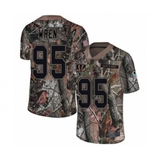 Youth Cincinnati Bengals 95 Renell Wren Limited Camo Rush Realtree Football Jersey
