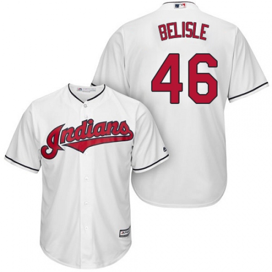 Men's Majestic Cleveland Indians 46 Matt Belisle Replica White Home Cool Base MLB Jersey
