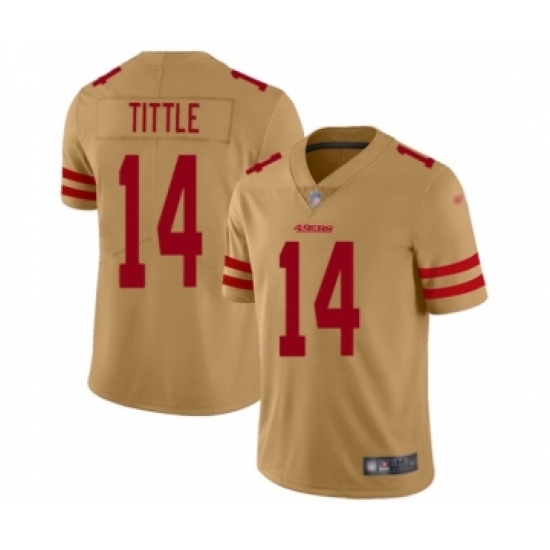 Men's San Francisco 49ers 14 Y.A. Tittle Limited Gold Inverted Legend Football Jersey
