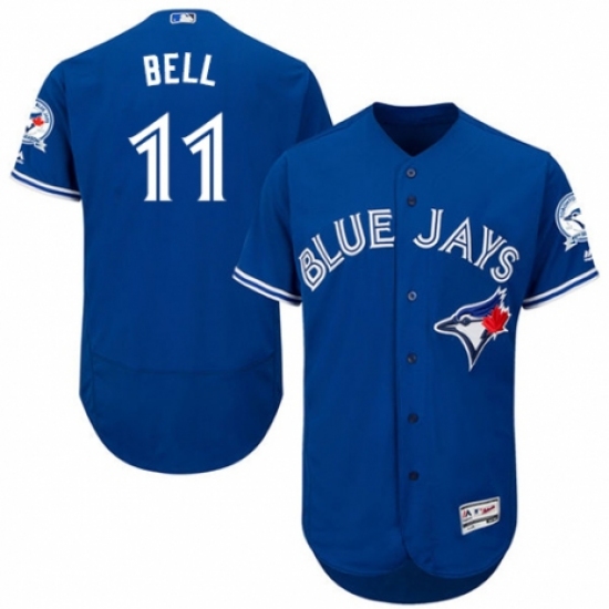 Men's Majestic Toronto Blue Jays 11 George Bell Royal Blue Alternate Flex Base Authentic Collection MLB Jersey