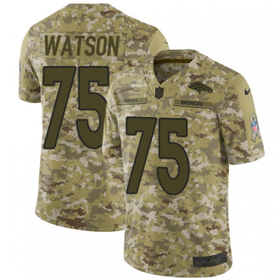 Men's Nike Denver Broncos 75 Menelik Watson Limited Camo 2018 Salute to Service NFL Jersey