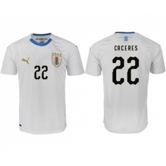 Uruguay 22 Caceres Home Soccer Country Jersey