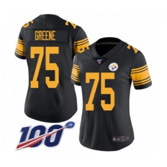 Women's Pittsburgh Steelers 75 Joe Greene Limited Black Rush Vapor Untouchable 100th Season Football Jersey