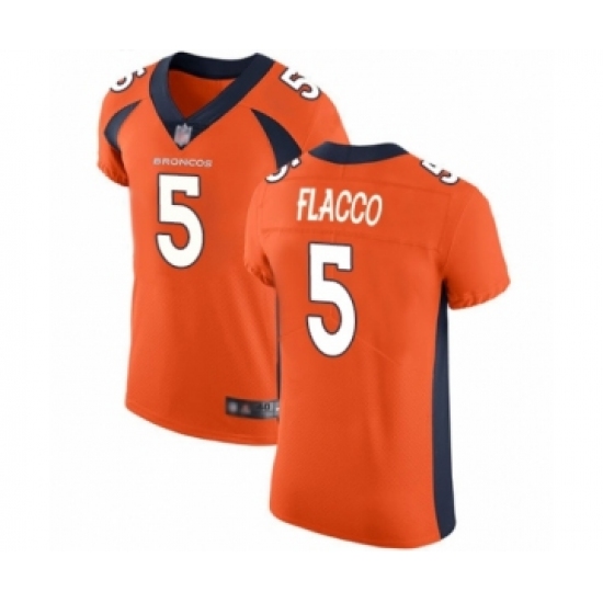 Men's Denver Broncos 5 Joe Flacco Orange Team Color Vapor Untouchable Elite Player Football Jersey