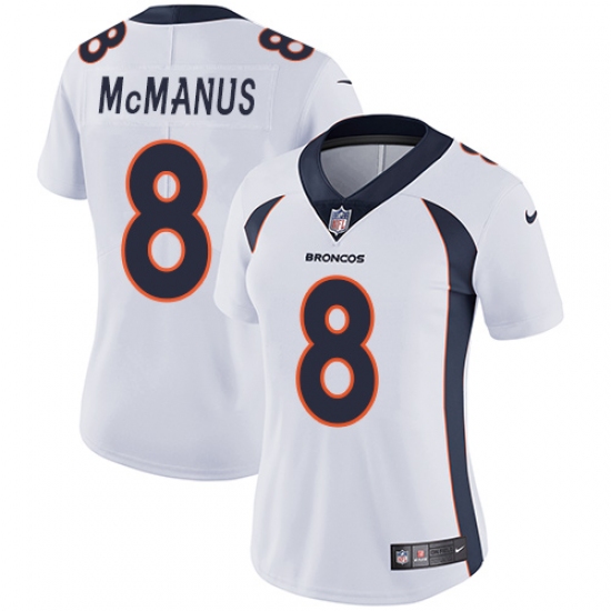 Women's Nike Denver Broncos 8 Brandon McManus White Vapor Untouchable Limited Player NFL Jersey