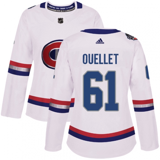 Women's Adidas Montreal Canadiens 61 Xavier Ouellet Authentic White 2017 100 Classic NHL Jersey