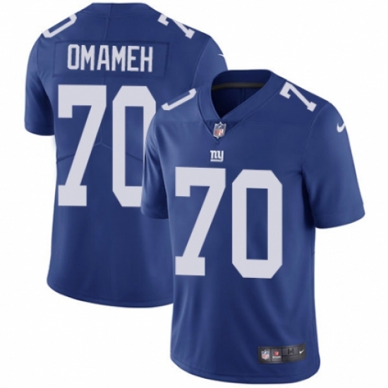 Youth Nike New York Giants 70 Patrick Omameh Royal Blue Team Color Vapor Untouchable Elite Player NFL Jersey