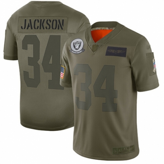 Women's Oakland Raiders 34 Bo Jackson Limited Camo 2019 Salute to Service Football Jersey