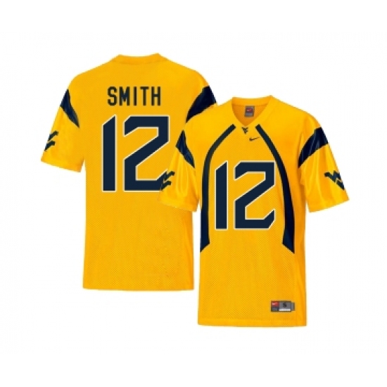 West Virginia Mountaineers 12 Geno Smith Gold College Football Jersey