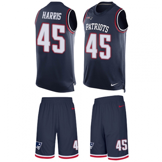 Men's Nike New England Patriots 45 David Harris Limited Navy Blue Tank Top Suit NFL Jersey
