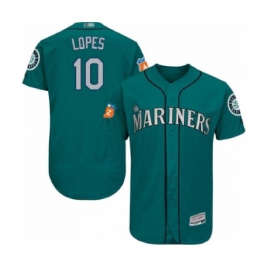 Men's Seattle Mariners 10 Tim Lopes Teal Green Alternate Flex Base Authentic Collection Baseball Player Jersey