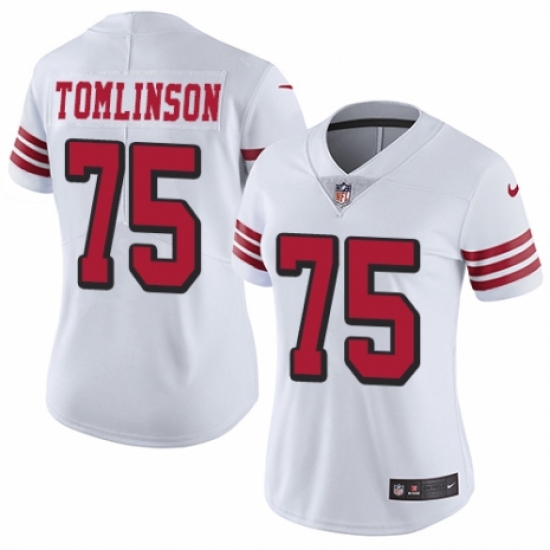 Women's Nike San Francisco 49ers 75 Laken Tomlinson Limited White Rush Vapor Untouchable NFL Jersey