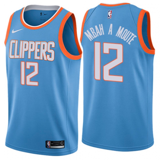 Youth Nike Los Angeles Clippers 12 Luc Mbah a Moute Swingman Blue NBA Jersey - City Edition