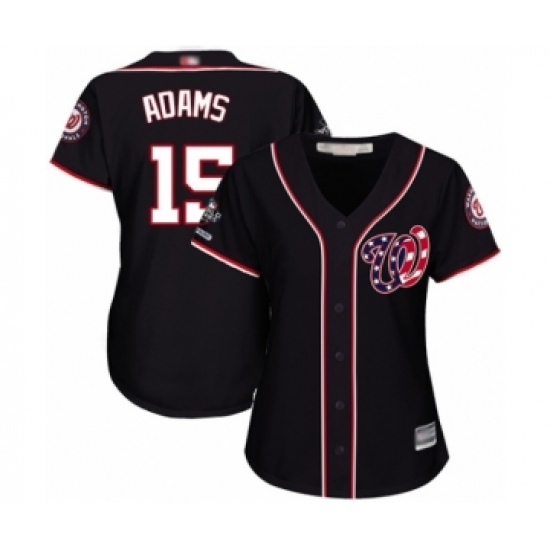 Women's Washington Nationals 15 Matt Adams Authentic Navy Blue Alternate 2 Cool Base 2019 World Series Champions Baseball Jersey