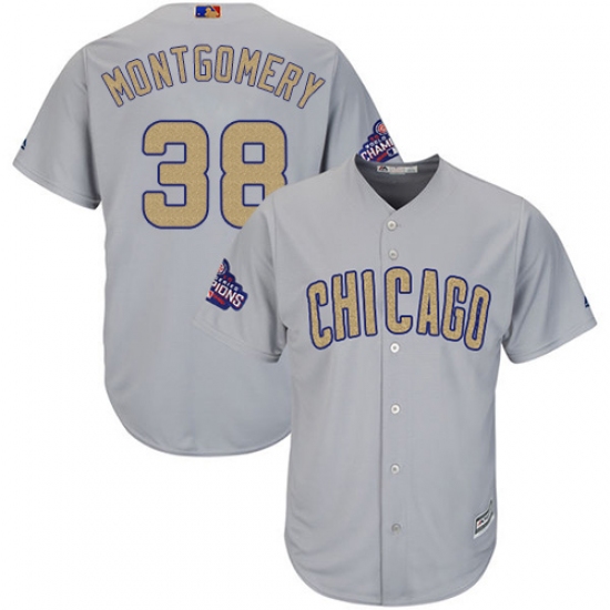Women's Majestic Chicago Cubs 38 Mike Montgomery Authentic Gray 2017 Gold Champion MLB Jersey
