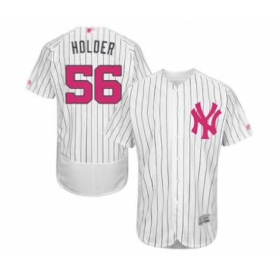 Men's New York Yankees 56 Jonathan Holder Authentic White 2016 Mother's Day Fashion Flex Base Baseball Player Jersey