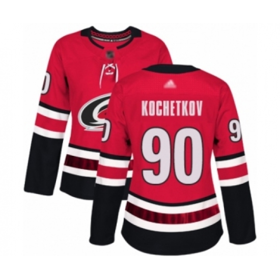 Women's Carolina Hurricanes 90 Pyotr Kochetkov Authentic Red Home Hockey Jersey