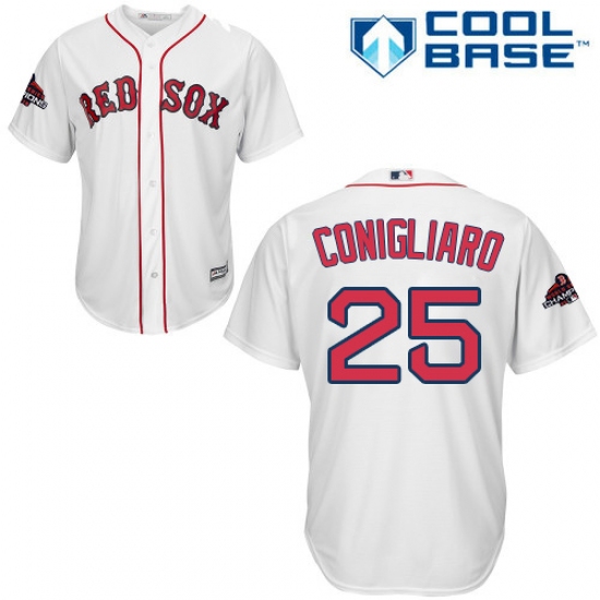 Youth Majestic Boston Red Sox 25 Tony Conigliaro Authentic White Home Cool Base 2018 World Series Champions MLB Jersey