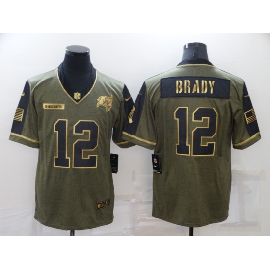 Men's Tampa Bay Buccaneers 12 Tom Brady Nike Gold 2021 Salute To Service Limited Player Jersey